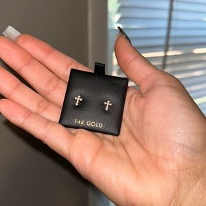 14k Gold Cross earrings